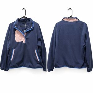 Dokotoo Navy Colorblock Fleece Pullover Jacket Size L. Boutique Brand! NWT!